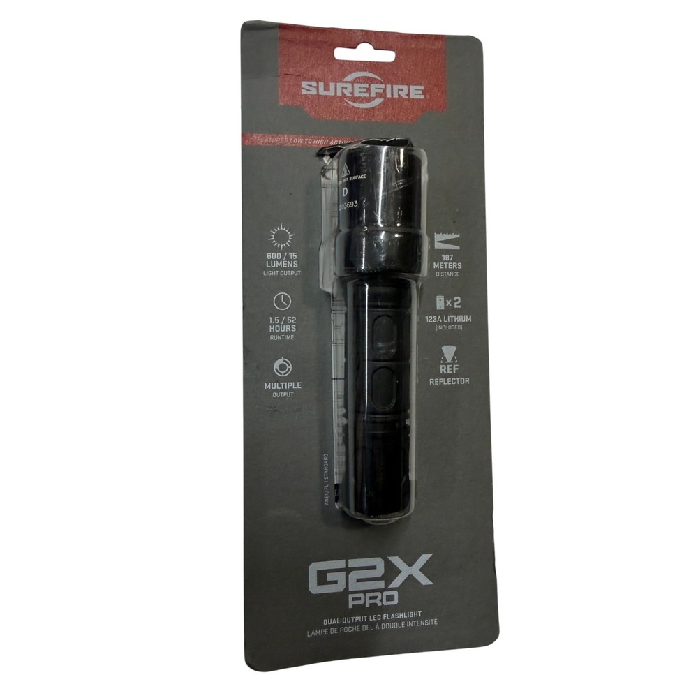 SureFire G2X Pro Dual Output LED Flashlight 600 Lumens Black With Batteries